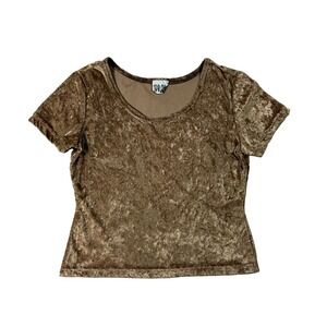 VTG Y2K Star Cody Short Sleeve Crushed Velvet Top Brown Women S 90s Grunge Glam